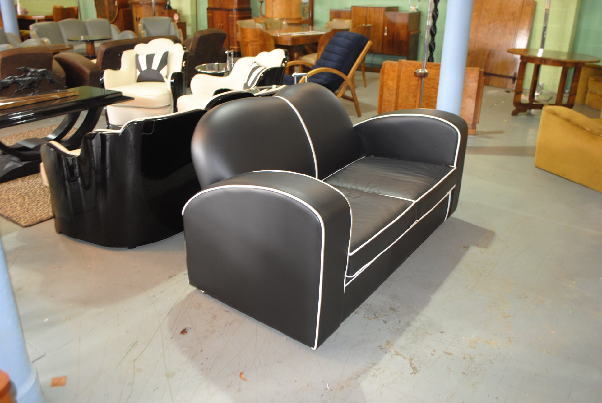 deco style leather sofa