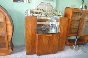 Original Art Deco Walnut Cocktail Bar Cloud 9 Art Deco