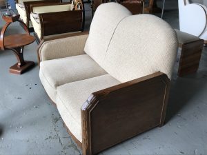 Art Deco Sofa With Oak Sides And Trim Cloud 9 Art Deco