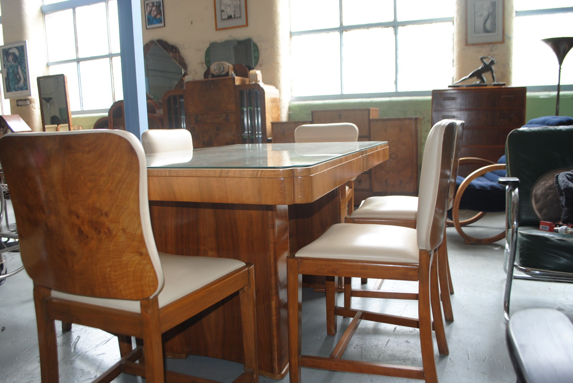 Original Art Deco Epstein Dining Table, 6 Chairs and ...